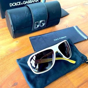 Dolce & Gabbana D&G Unisex White Acetate Sunglasses with Case